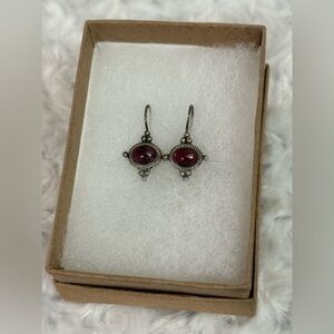 Vintage Red and Silver Dangle Earrings